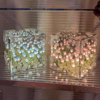 20PCS Lámpara De Noche Tulipán DIY Hecho a Mano Material Cubo Espejo Decoración De Dormitorio Regalo De San Valentín Cumpleaños - details 7