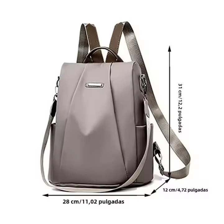 Nueva Mochila Multifuncional Para Mujeres Casual De Nylon Color Sólido Escuela Bolso De Viaje Con Correa Desmontable Para Niñas - 1