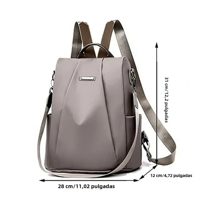 Nueva Mochila Multifuncional Para Mujeres Casual De Nylon Color Sólido Escuela Bolso De Viaje Con Correa Desmontable Para Niñas - 1