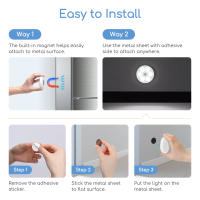 Aigostar 2 Piezas 6500K Luz Nocturna Magnética LED con Sensor de Movimiento, Luz Armario Adhesiva USB Recargable, 0.5W Luz Noche para Habitación, Pasillo, Cocina, Escaleras - details 0