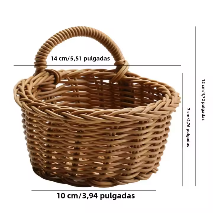 Cesta De Almacenamiento Tejida Colgante Portátil Para Potted Plantas Vegetales Y Cocina Cesta De Almacenamiento De Mesa Ecológica Hecha De Paja - 1