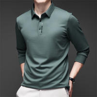 Camisa Polo Para Hombre Casual Larga Con Insignia Color Sólido Moda Transpirable Cómoda Versátil Top Four Seasons Polyester - details 5