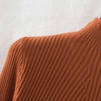 Suéter De Mujer Con Volantes Y Cuello Bajo Largo Manga Larga Tejido Básico Solido Rayado Para Otoño Invierno Top Casual - details 27