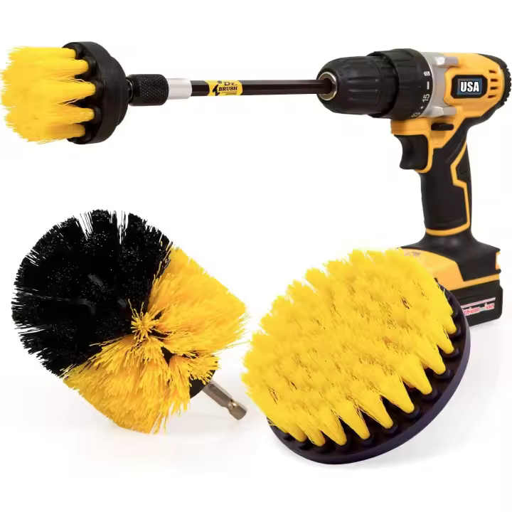 Arch Iris - Cepillos de Limpieza para Taladro Eléctrico - Superficies de Suelo, Baño y Cocina - Cerdas de Nailon - Pack de 4 - 1