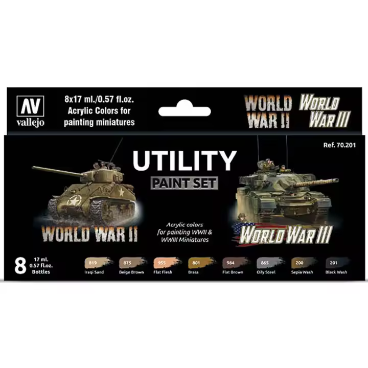Acrylicos Vallejo - Set de Pinturas para Miniaturas y Vehículos: 8 Botes de 17 Ml de pinturas acrilicas - 1