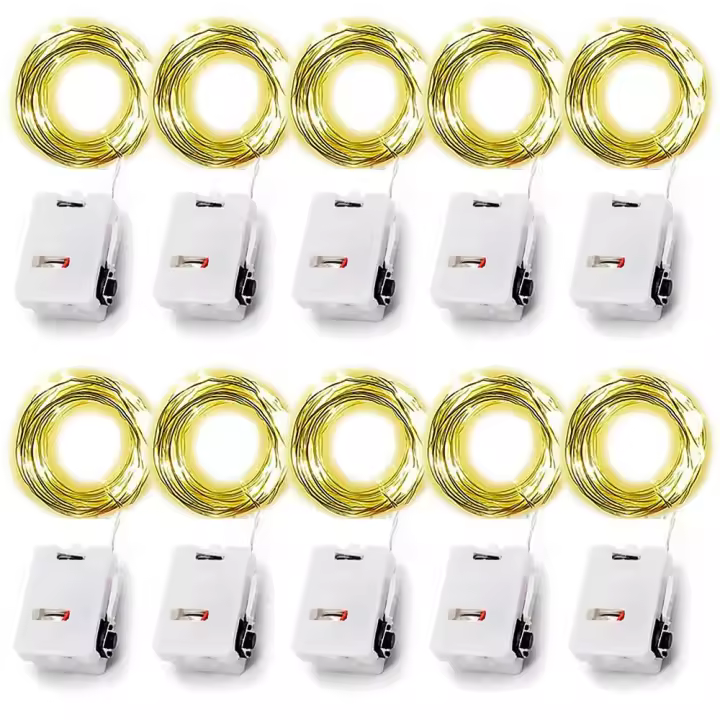 10 Pack Luces De Hilo De Hada 30LED 3 Metros Cobre Plateado Alimentadas Por Batería Decoraciones Para Bodas Fiesta Navidad - 1