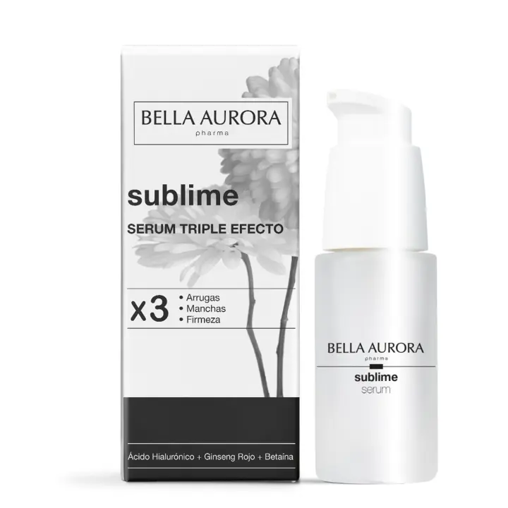 BELLA AURORA - Sublime Sérum Triple Efecto 30 ml, Sérum Antiarrugas y Antimanchas, Aporta Firmeza y Elasticidad a la Piel, Ilumina el Rostro, con Ácido Hialurónico, Ginseng Rojo y Betáina - 1
