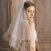 Vela De Boda Corta Elegante Con Dos Capas Y Cerca De Metal 75cm Blanco Para Fiesta Nueva Arriving 2021 Para Mujeres - details 4