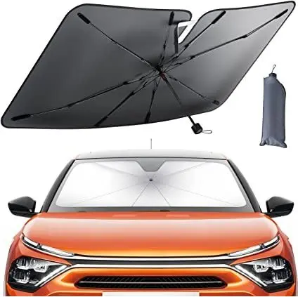 HY Parasol 138x79cm / 125 x 65cm Parasol de coche plegable para parabrisas delantero, interior, protección UV, tamaño universal - 1