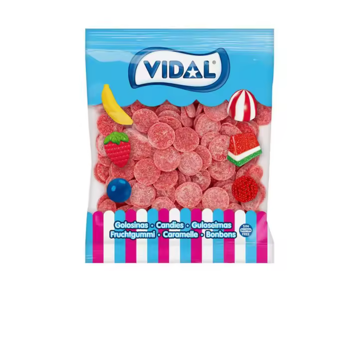 Vidal Golosinas. Euros Pica, monedas sabor Fresa. Bolsa de 1,5kg - 1