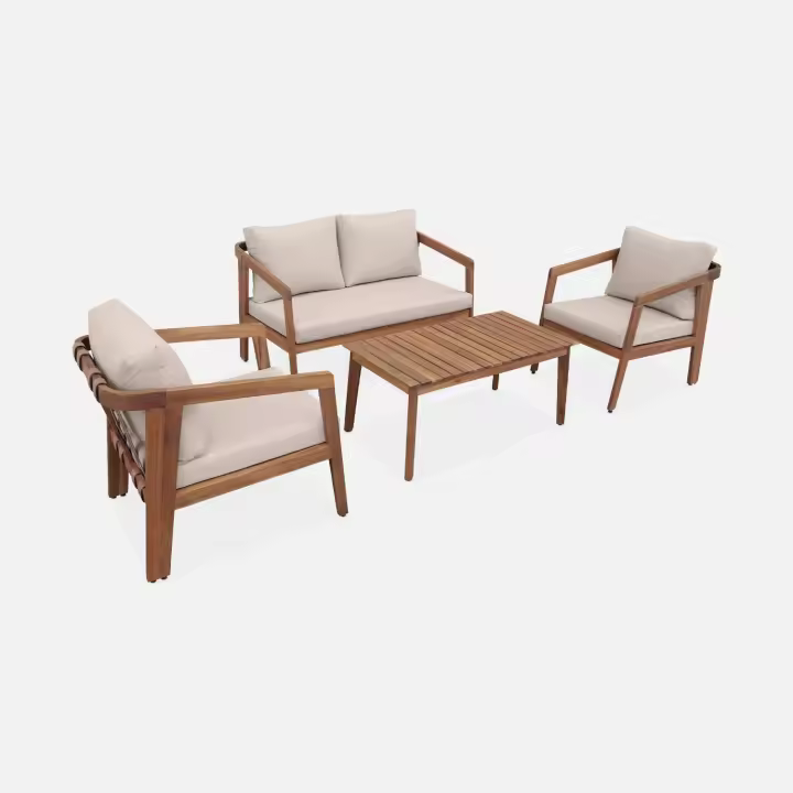 sweeek - Conjunto de jardín de madera, 4 plazas , Loberia , 108x74x64 - 1