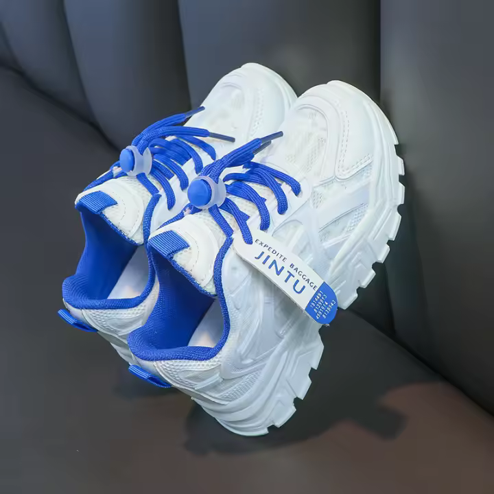 Zapatos Deportivos Para Niñas Primavera/Otoño Moda Casual Transpirables Confortables Para Estudiantes Niños Bebés Talla 0-1Años Material Superior PU Cuero Y Fibra De Red Suela De Goma - 1