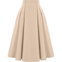 ZANZEA Falda Larga Sólida Para Mujer Vintage Cintura Alta Plisada Estilo Verano Primavera A-line Con Botones Maxi Faldas Formales Polyester - details 5