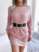 Vestido De Suéter Casual Con Mangas Largas Y Ochenta Para Mujer Adecuado Para Otoño E Invierno Sin Cinturón Estilo Recto - details 8