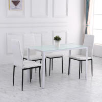 HOMCOM Pack de 4 Sillas de Comedor Modernas, Sillas de Cocina Tapizadas en Lino Sintético con Respaldo Alto y Patas de Metal, para Salón, Blanco - details 3