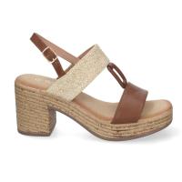 Sandalia de Verano para Mujer, con Tacón Estilizado y Detalles Elegantes color camel - details 0