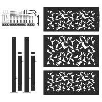 vidaXL Puerta de jardín diseño de hoja de acero negra 105x130 cm - details 3
