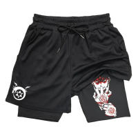Shorts De Gimnasio Anime Fullmetal Alchemist Para Hombres 2 En 1 Compresión Con Bolsillos 5 Pulgadas Secado Rápido Running Fitness - details 5