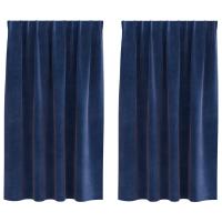 Cortinas Opacas vidaXL con Cinta Superior 2 pcs de Terciopelo Azul Oscuro - details 1