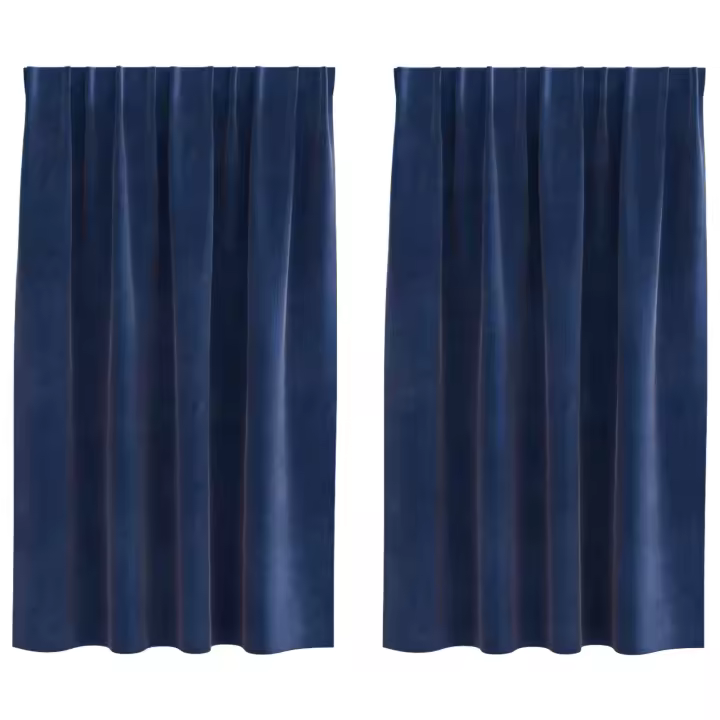 Cortinas Opacas vidaXL con Cinta Superior 2 pcs de Terciopelo Azul Oscuro - 1