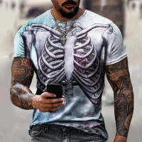 Camiseta De Terror Con Esqueleto 3D Para Hombres Y Mujeres Moda Oversize Manga Corta Camisetas De Calle Para Niños Ropa Top - details 8