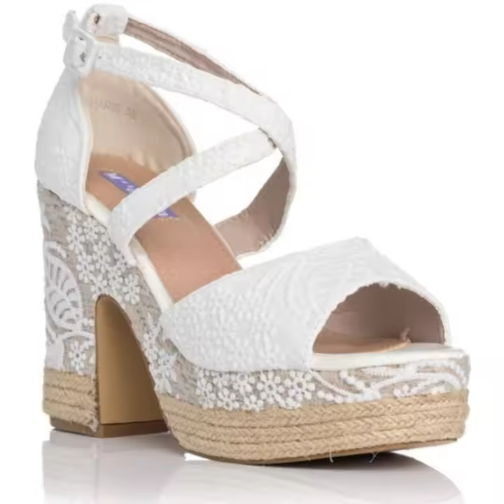 Sandalia tacón Mandarina para mujer Paris color blanco - 1