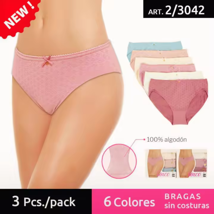 UNCO - Pack 6 Bragas Mujer de Lycra - Calidad Suprema - Súper Suaves - Braga Sin Costuras - Colores - 1