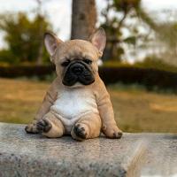 1pc Perro Bulldog Francés Dormido Estatua De Resina Para Jardín Decoración Duradera De Exterior Ornamento Animal Moderno - details 0