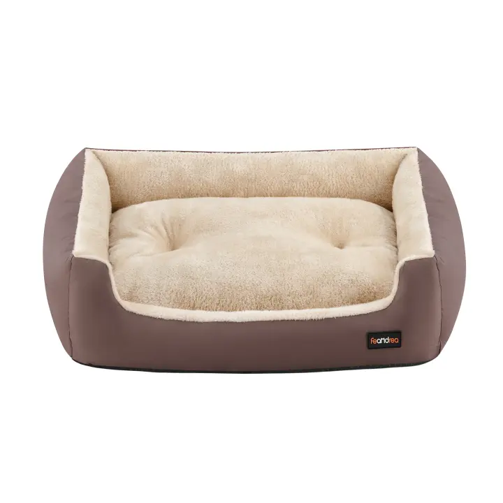 Feandrea Cama para Perros, Sofá Cama para Mascotas, Alfombra Extraíble y Reversible, Bordes Elevados, Base Antideslizante, Talla L, 85 x 65 x 21 cm, Marrón Café y Beige Arena/Gris Paloma y Beige Arena/Gris Pizarra y Gris Paloma/Azul Carbón y Azul Pálido - 1