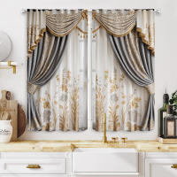 2 Piezas Cortinas De Flor Vintage Gris HD Para Decoración De Hogar Estilo Rústico Para Sala De Estar Y Dormitorio Tela De Poliéster 100% - details 8