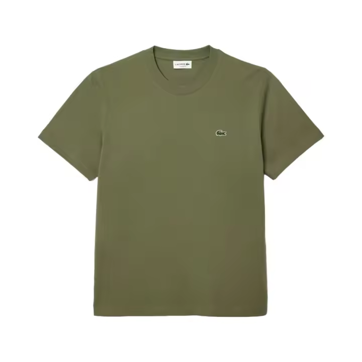 Camiseta Verde Lacoste de Corte Clásico de Punto de Algodón - 1