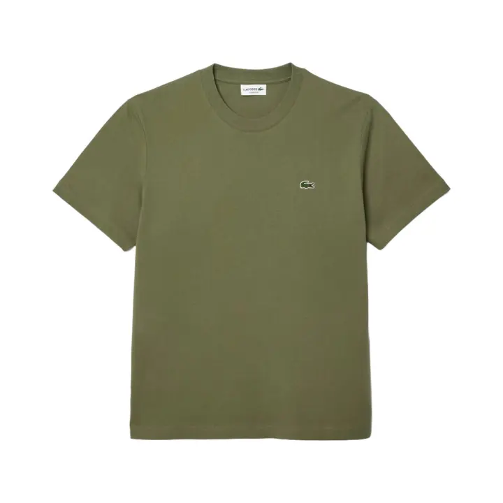 Camiseta Verde Lacoste de Corte Clásico de Punto de Algodón - 1