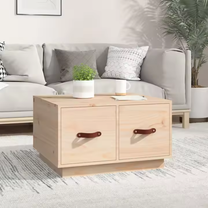 vidaXL Mesa de centro de madera maciza de pino 60x53x35 cm - 1