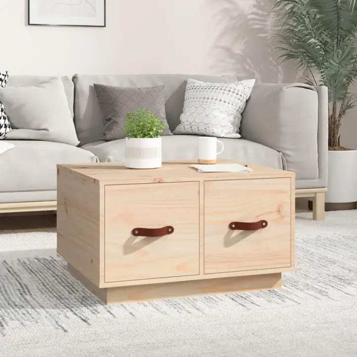 vidaXL Mesa de centro de madera maciza de pino 60x53x35 cm - 1