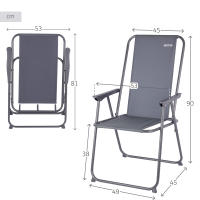 Aktive - Silla plegable camping, color gris, 45x45x90 cm, incorpora topes antivuelco, soporta un peso máx. de 110 kg, estructura acero, tejido poliéster, reposabrazos plástico, sillas plegables de camping, - details 3