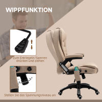 Sillón de Oficina con función de masaje por vibración, Sillón de Oficina ergonómico con función de Caldera, Función reclinable, Sillón de dirección regulable en Altura a Distancia, Bolsos laterales, Acabado en Lino, marrón - details 5
