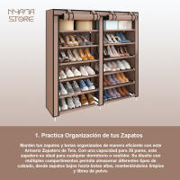 Nyana Home Armario Zapatero Tela con Puertas Cremallera 110x120x30cm - Organizador de Zapatos con Capacidad para 36 Pares - details 0