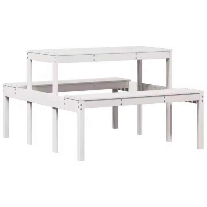 Mesa de pícnic Madera maciza de Pinino Blanco 110x134x75 cm - 1