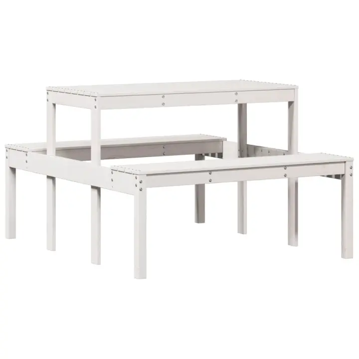 Mesa de pícnic Madera maciza de Pinino Blanco 110x134x75 cm - 1