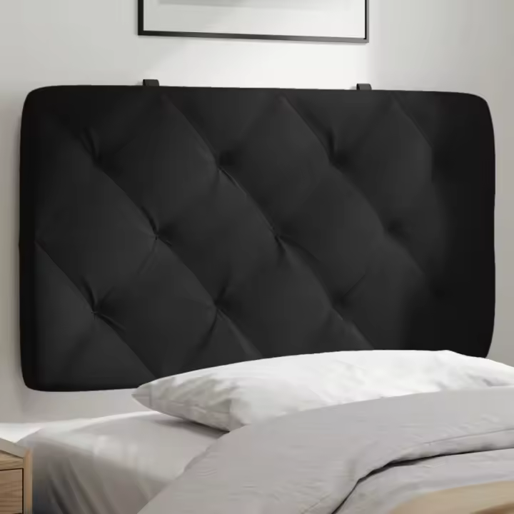 Cabecero de cama acolchado terciopelo negro 90 cm - 1