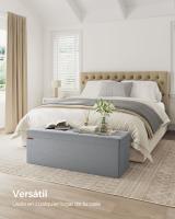 Banco de almacenaje plegable de terciopelo, taburete reposapiés con 2 cajas, 110x38x38 cm, capacidad 300 kg, para entrada y dormitorio, en gris paloma, gris pizarra, negro tinta, rosa caramelo - details 1