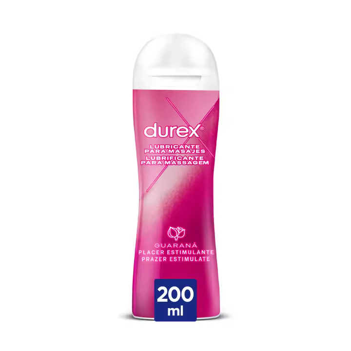Durex Gel Lubricante Masaje Estimulante 2 en 1, Guaraná, 200 ml, Base Agua, Tacto Suave y Sedoso - 1