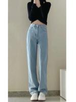 Jean Vaquera Para Mujer Estilo Vintage Pantalones Rectos Casuales De Pierna Ancha Color Sólido Blanco Negro Talla Regular Ajuste Midi - details 6