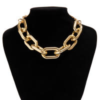 Collar Corto En Cadena Gruesa CCB Para Mujer Joyería De Moda Statement Colgante Redondo Accesorio De Cuello Trendy 2024 - details 9