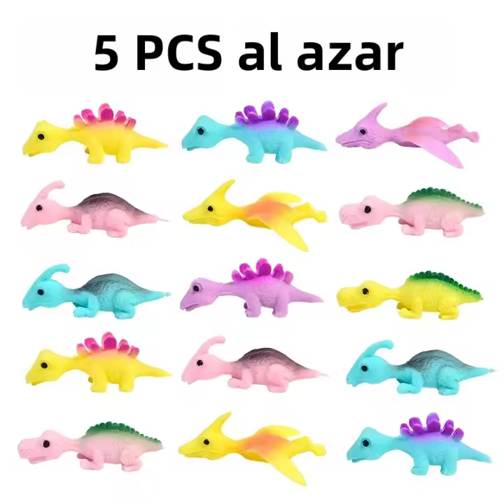 Juguete De Decompresión Dinosaurio Para Dedos 5-30 PCS Slingshot De TPR Juguete De Broma Para Cumpleaños De Niños Juguetes De Dinosaurio Aleatorios No Batería Unisex - 1