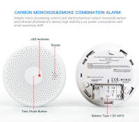 Alarma Detectora de Humo y Monóxido de Carbono con Batería，Tuya Smart Co Detector de humo, alarma de monóxido de carbono, Sensor de sonido PIR, WiFi, versión 2 en 1, salón, habitación, cocina, tienda - details 11