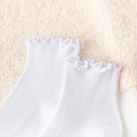 6 Pares De Calcetines Estilo Japonés Moda Casual Para Mujer Harajuku Con Volantes Y Colores Sólidos Calcetines De Algodón Tubo Medio - details 10