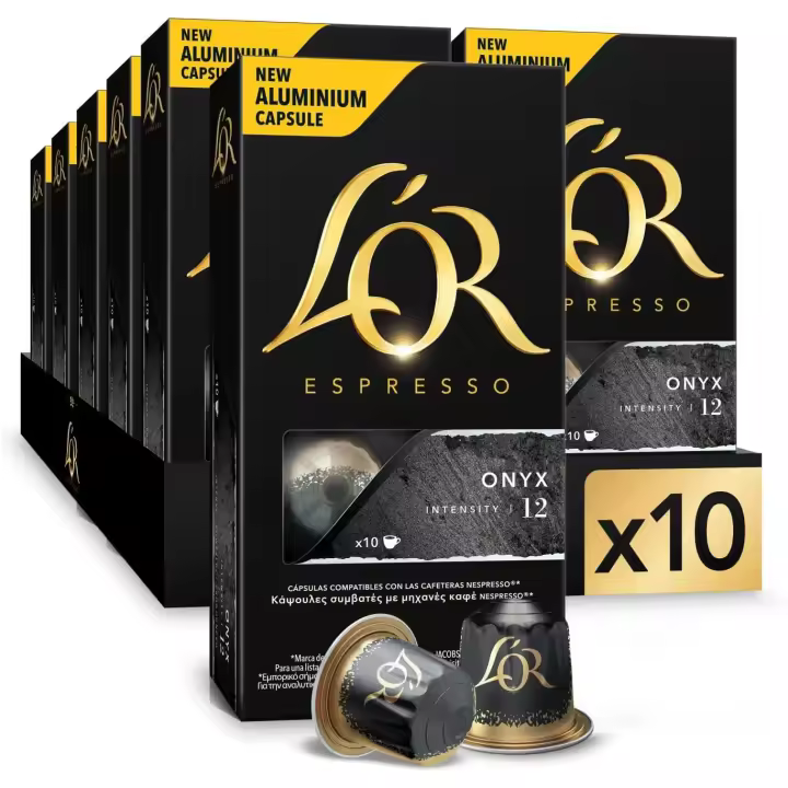 Pack de 10 - L'Or Espresso Café Onyx Intensidad 12  10 cajas x 10 cápsulas (100 cápsulas) compatible con Nespresso - 1