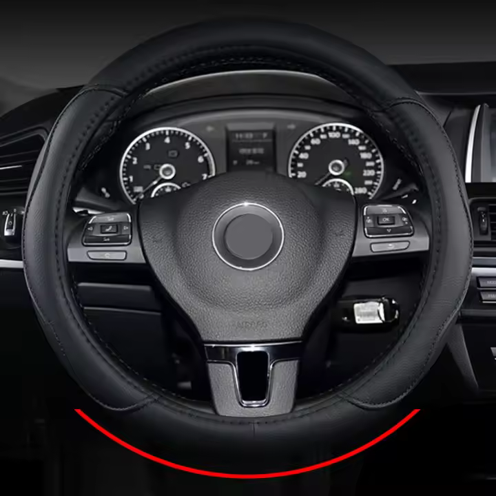 Funda De Volante De Coche Tipo D O Para Volkswagen VW Passat Caddy Touran Tiguan Golf Polo Teramont Atlas T-Roc T-cross Sharan Cuero Sintético - 1