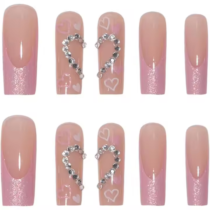 24 uñas postizas con pegamento - Manicura de Bailarina Larga con cobertura total - Uñas postizas geniales para Mujeres y niñas - 1